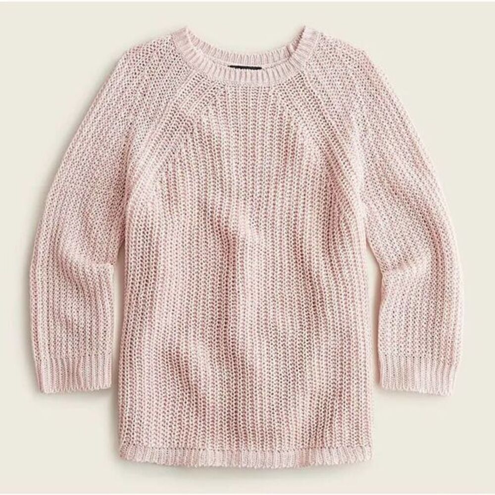 J. Crew relaxed-fit 100% linen‎ beach sweater, Pink, XS